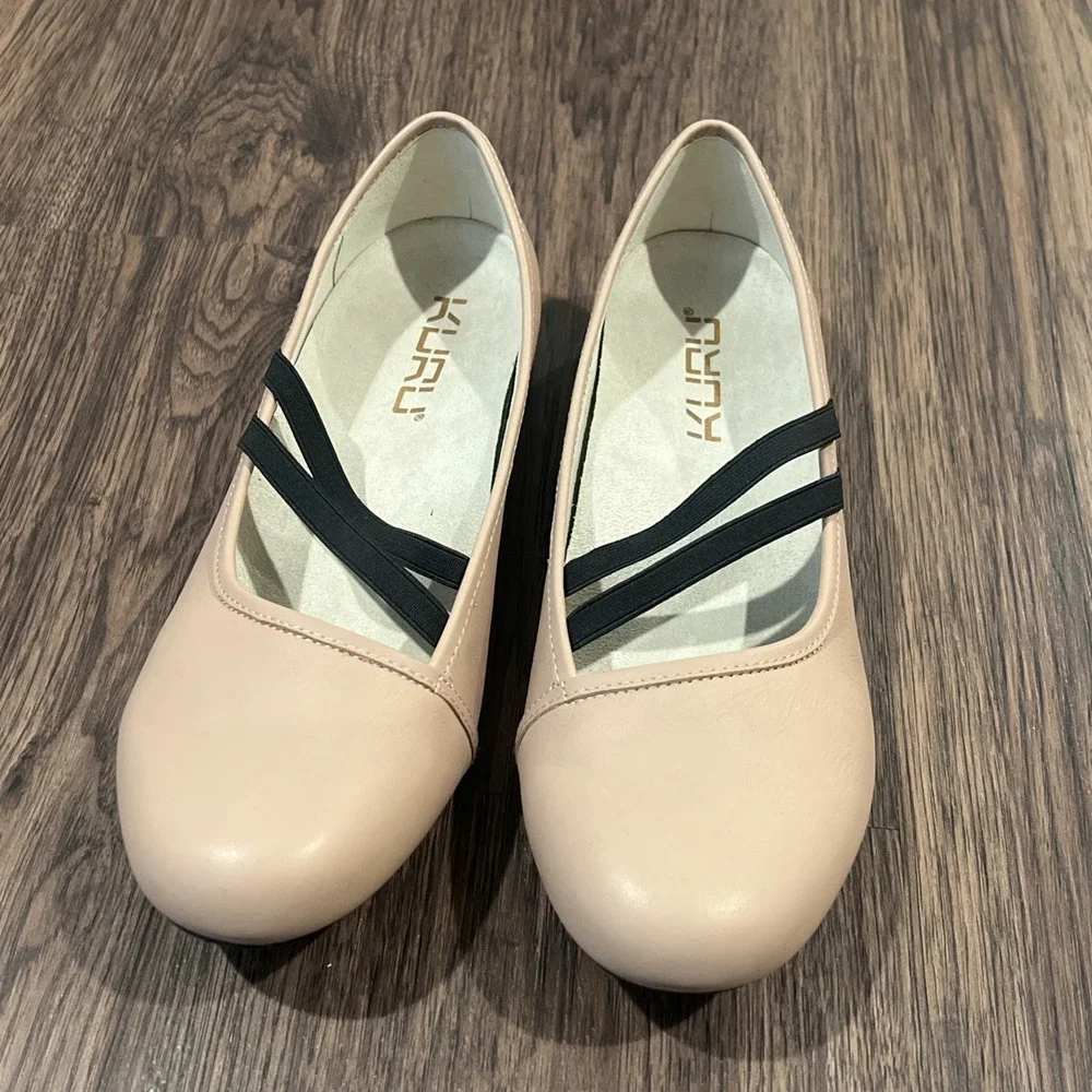 Kuru Bella Leather Mary Jane Shoes Women's Tan Slip On Ortho Flats Size 10 EUC